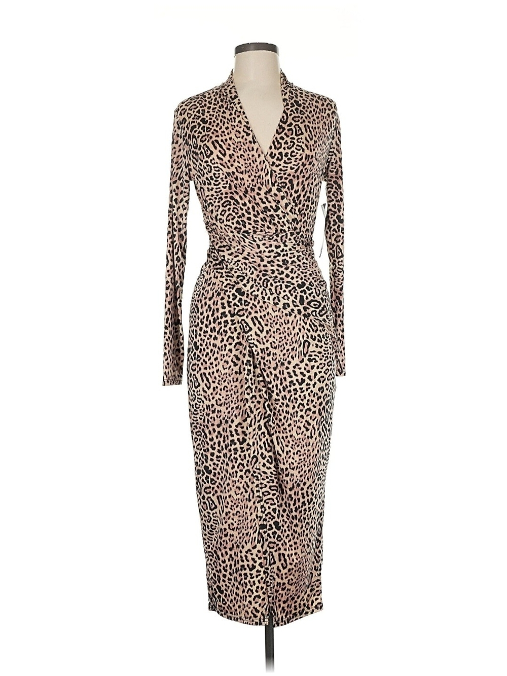 Rachel Roy Leopard Print Long Sleeve Dress - Pink/Black